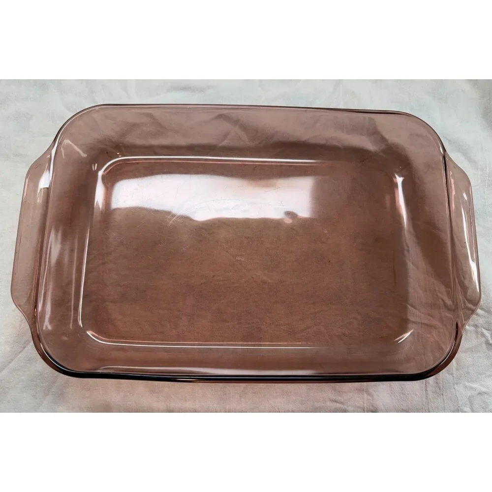 Vintage Pyrex Visions Cranberry Glass 13x9 Baking Dish 3qt 233-R Corning USA